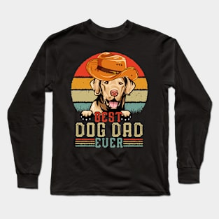 Vintage Best Dog Dad Ever Retro Headband Funny Father's Day Long Sleeve T-Shirt